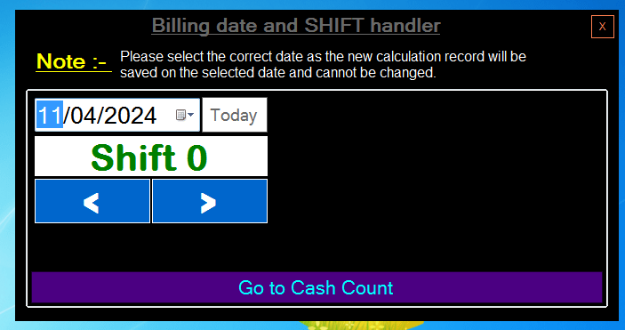 Shift And Date Selection Form